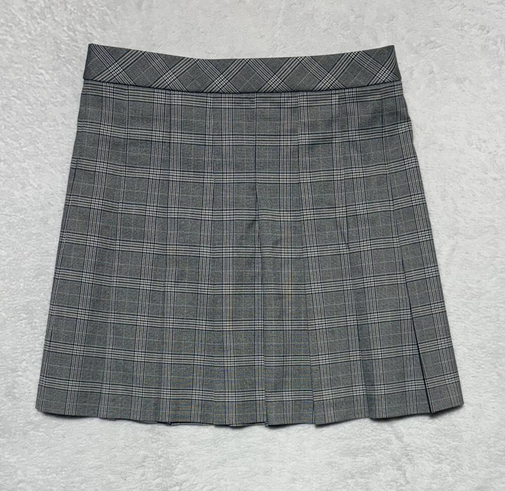Uniqlo Skirt Womens Small Gray Plaid Pleated Mini Stretch Schoolgirl NWT